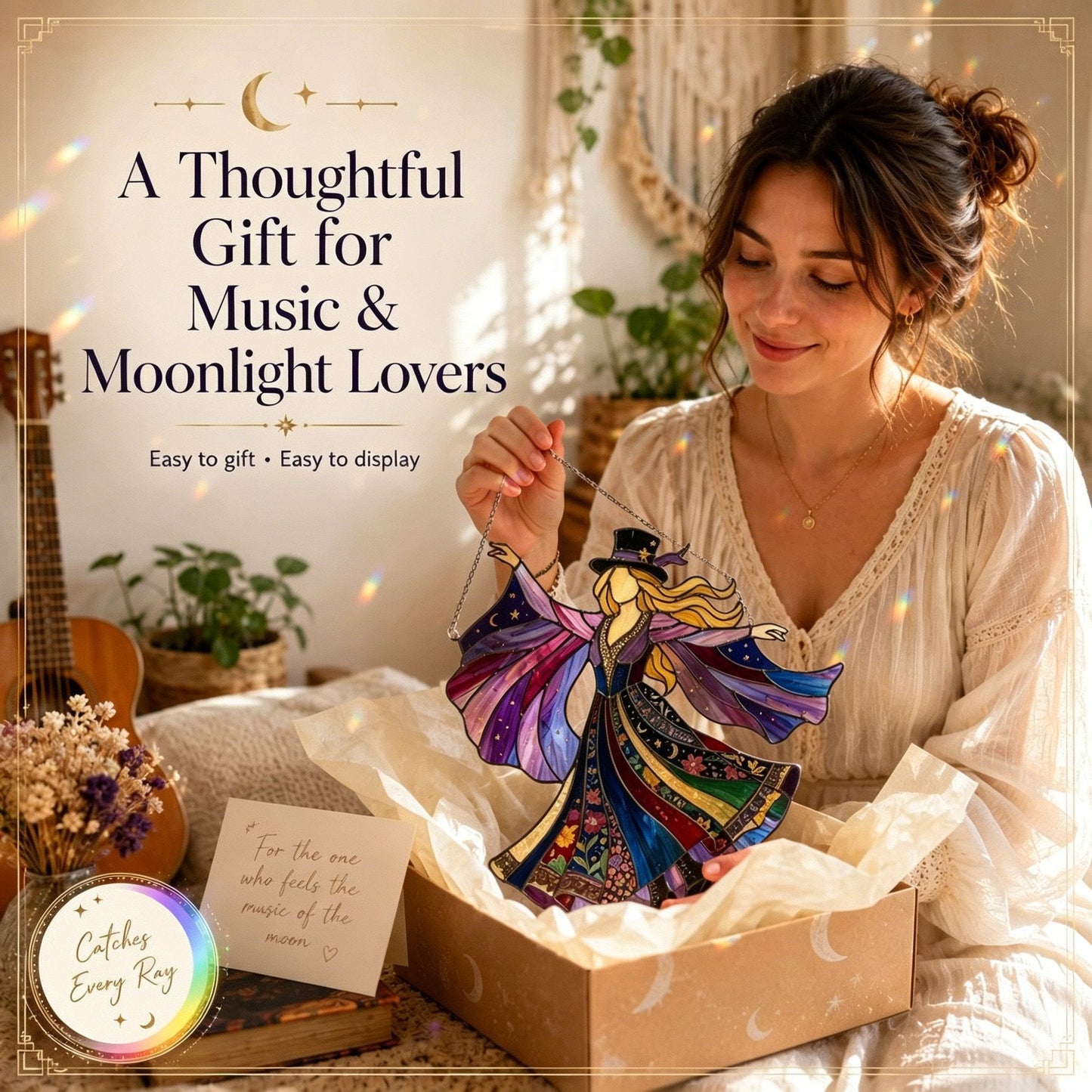 💥 LAST DAY 57% OFF - 💃 Rock Goddess Stevie 🤘 Colorful Spinning Sun Catcher Ornament