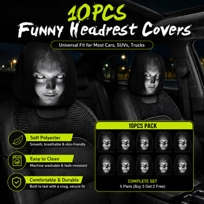😆 Funny Cartoon Car Headrest Covers – 2PCS Universal Fit 🚗