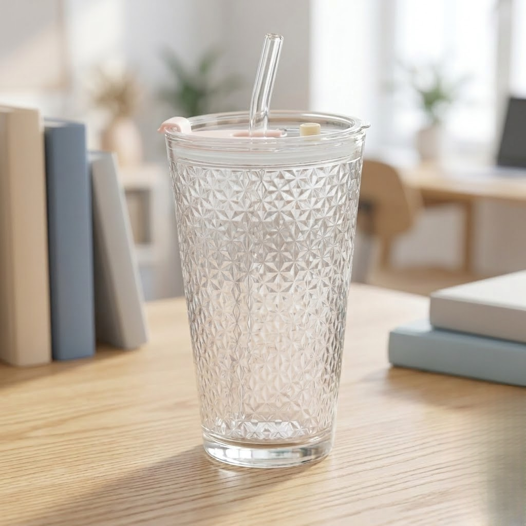 Glass straw cup