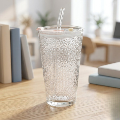 Glass straw cup