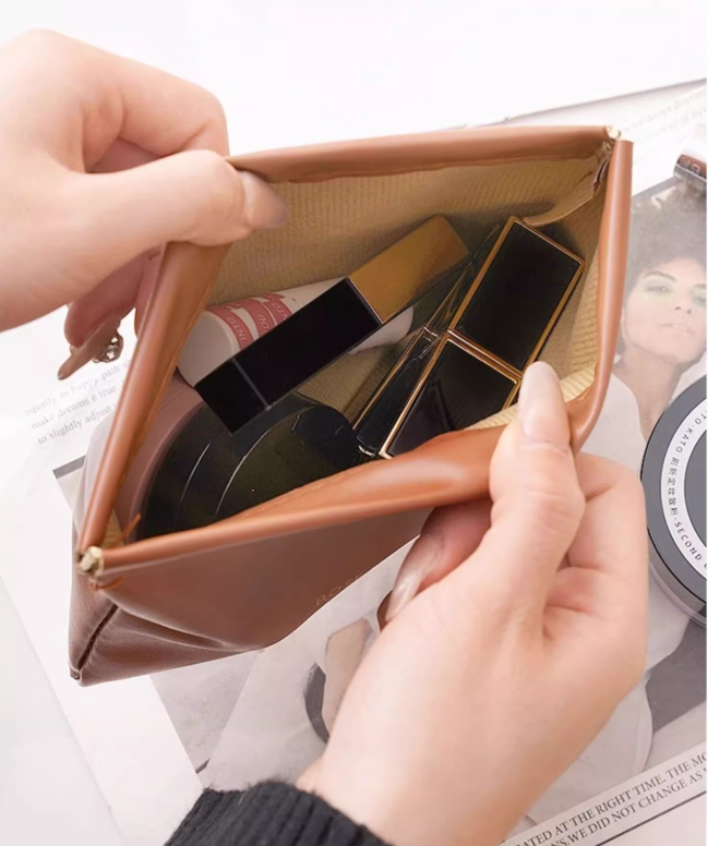 Compact PU Leather Cable Pouch — 14 × 18 cm
