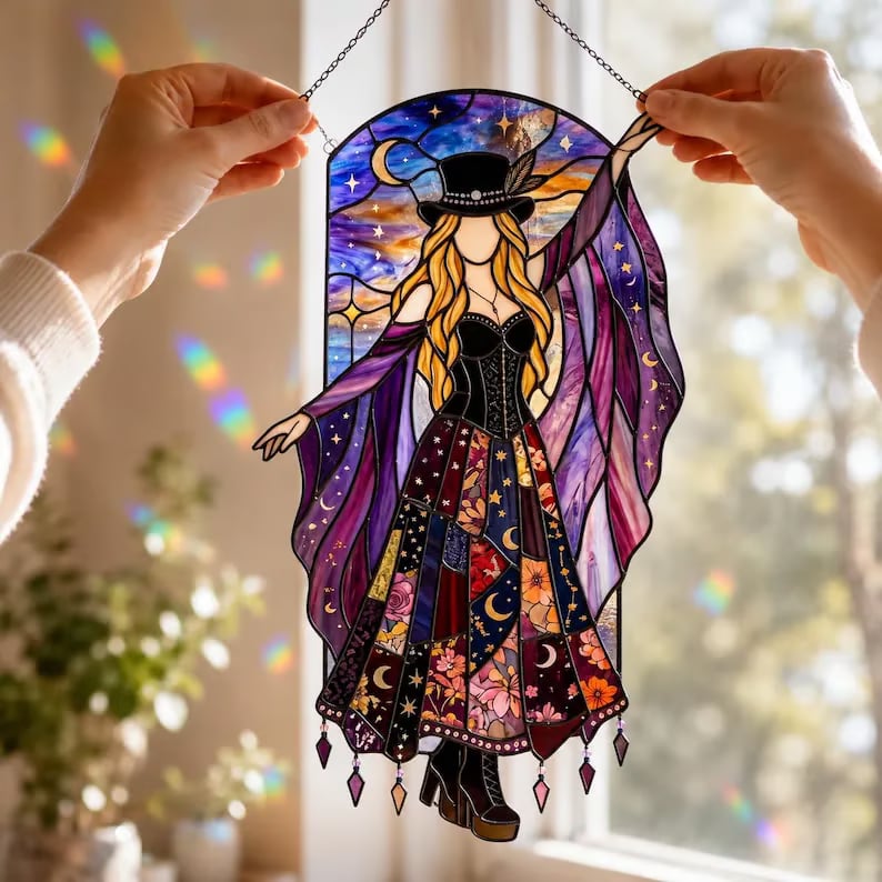 💥 LAST DAY 57% OFF - 💃 Rock Goddess Stevie 🤘 Colorful Spinning Sun Catcher Ornament