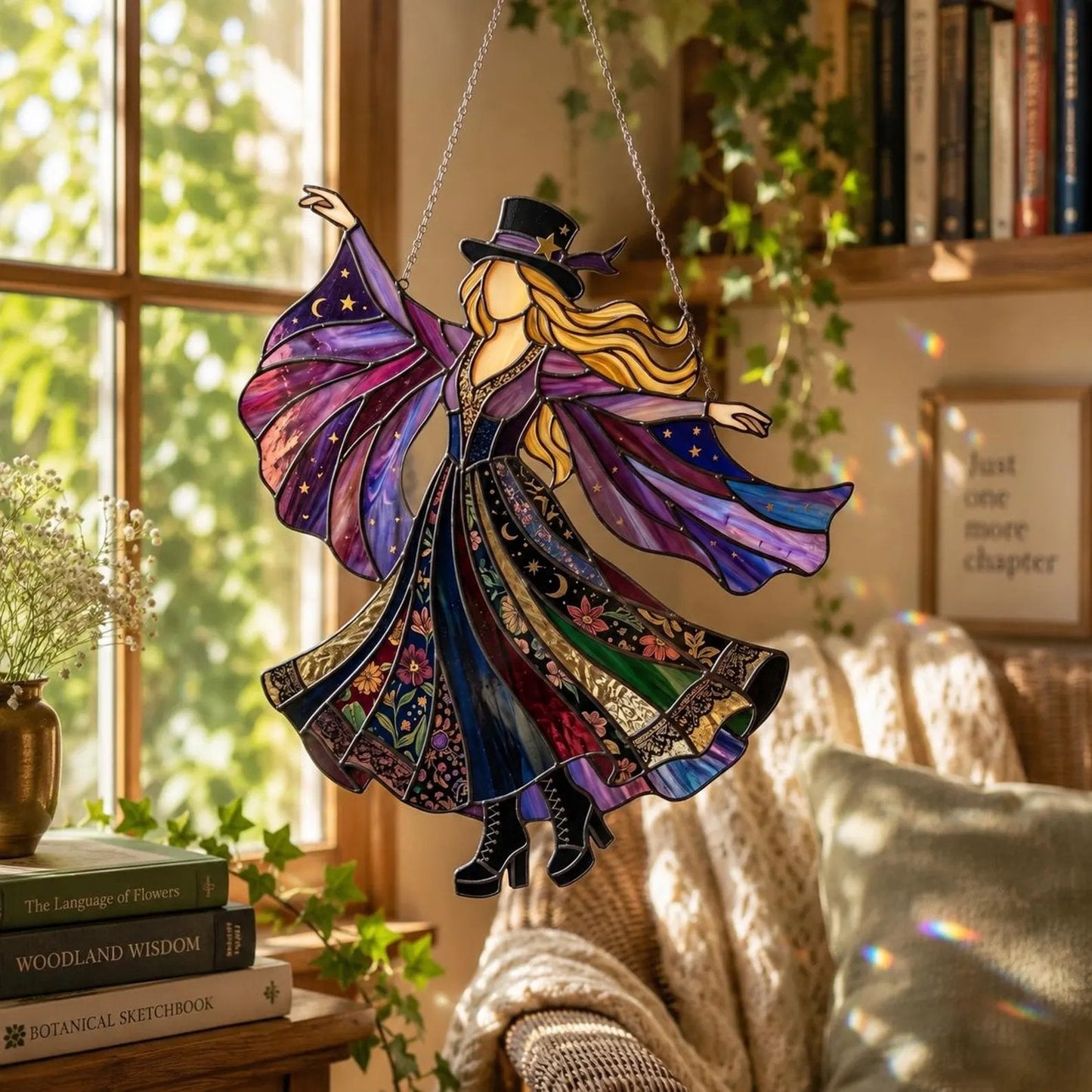 💥 LAST DAY 57% OFF - 💃 Rock Goddess Stevie 🤘 Colorful Spinning Sun Catcher Ornament