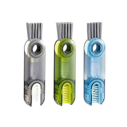 3-in-1 Bottle Lid Cleaning Brush - Foldable Detail Cleaner for Grooves Seals and Tight Spaces