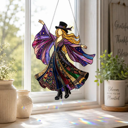 💥 LAST DAY 57% OFF - 💃 Rock Goddess Stevie 🤘 Colorful Spinning Sun Catcher Ornament