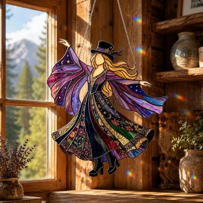 💥 LAST DAY 57% OFF - 💃 Rock Goddess Stevie 🤘 Colorful Spinning Sun Catcher Ornament