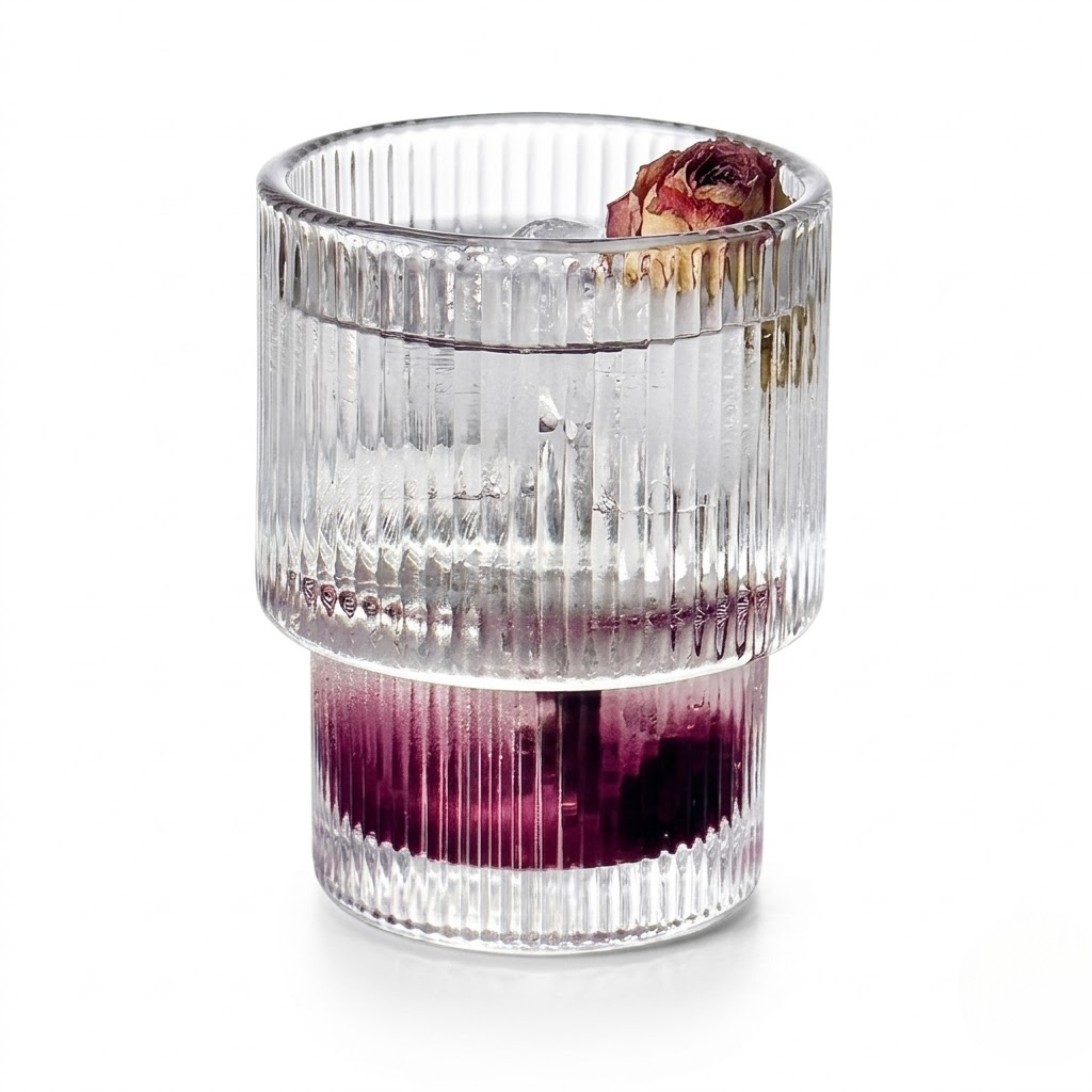 Wind-striped glass cup