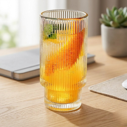 Wind-striped glass cup