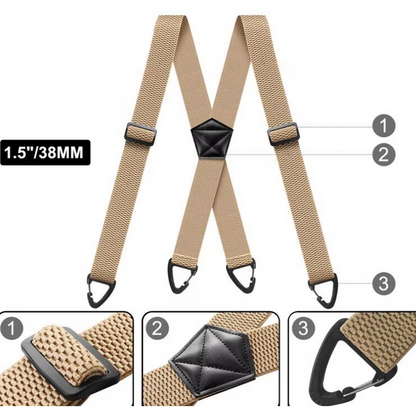 Heavy Duty Work Suspenders for Men - 1.5" Wide Elastic Straps with Strong Hook Clips
