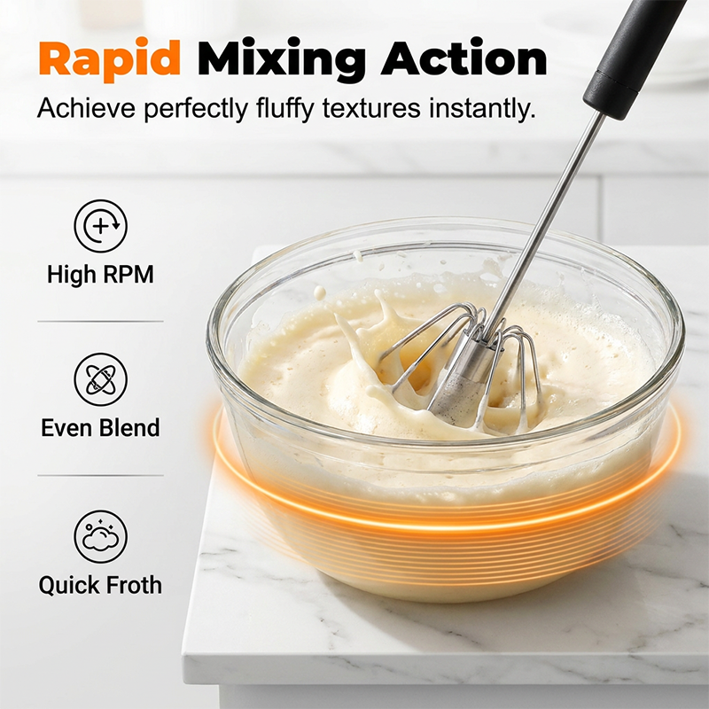 🔥 Semi-Automatic Stainless Steel Egg Beater